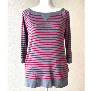Banana Republic Striped Scoop Neck 3/4 Sleeve Top